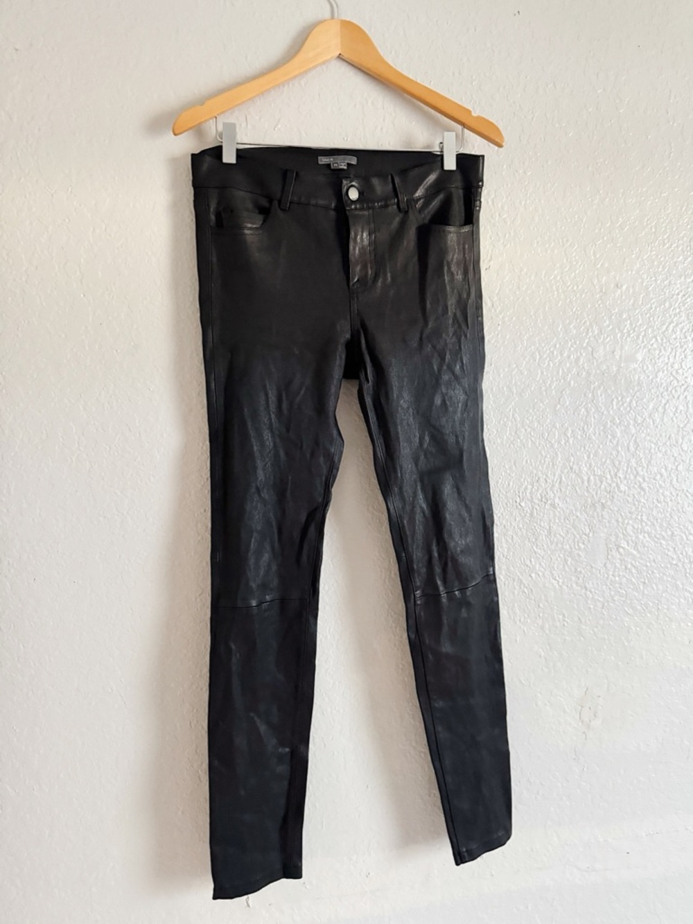 Vince Black Leather Skinny Pants